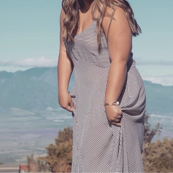 Acacia Swimwear Black and White Striped Maxi Dress - Picture 3 of 4